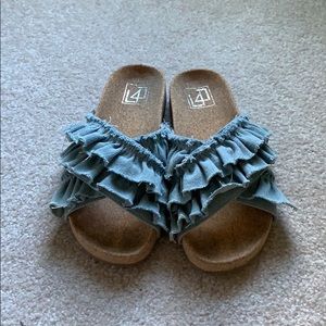 L4L Blue Ruffled Fabric Slip On
